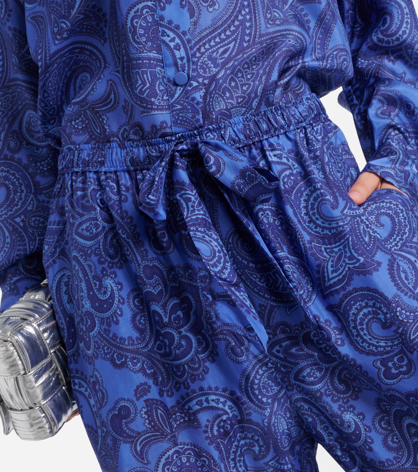 Ottie paisley silk habotai wide-leg pants - 4