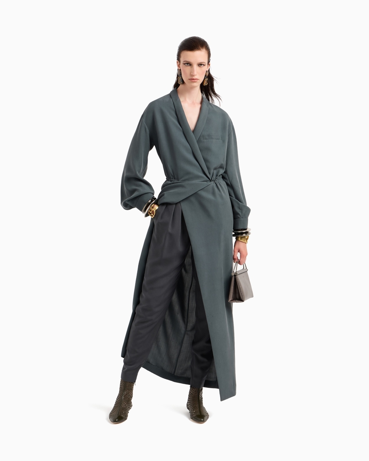 LONG DRESS IN WASHED SILK SHANTUNG - 2