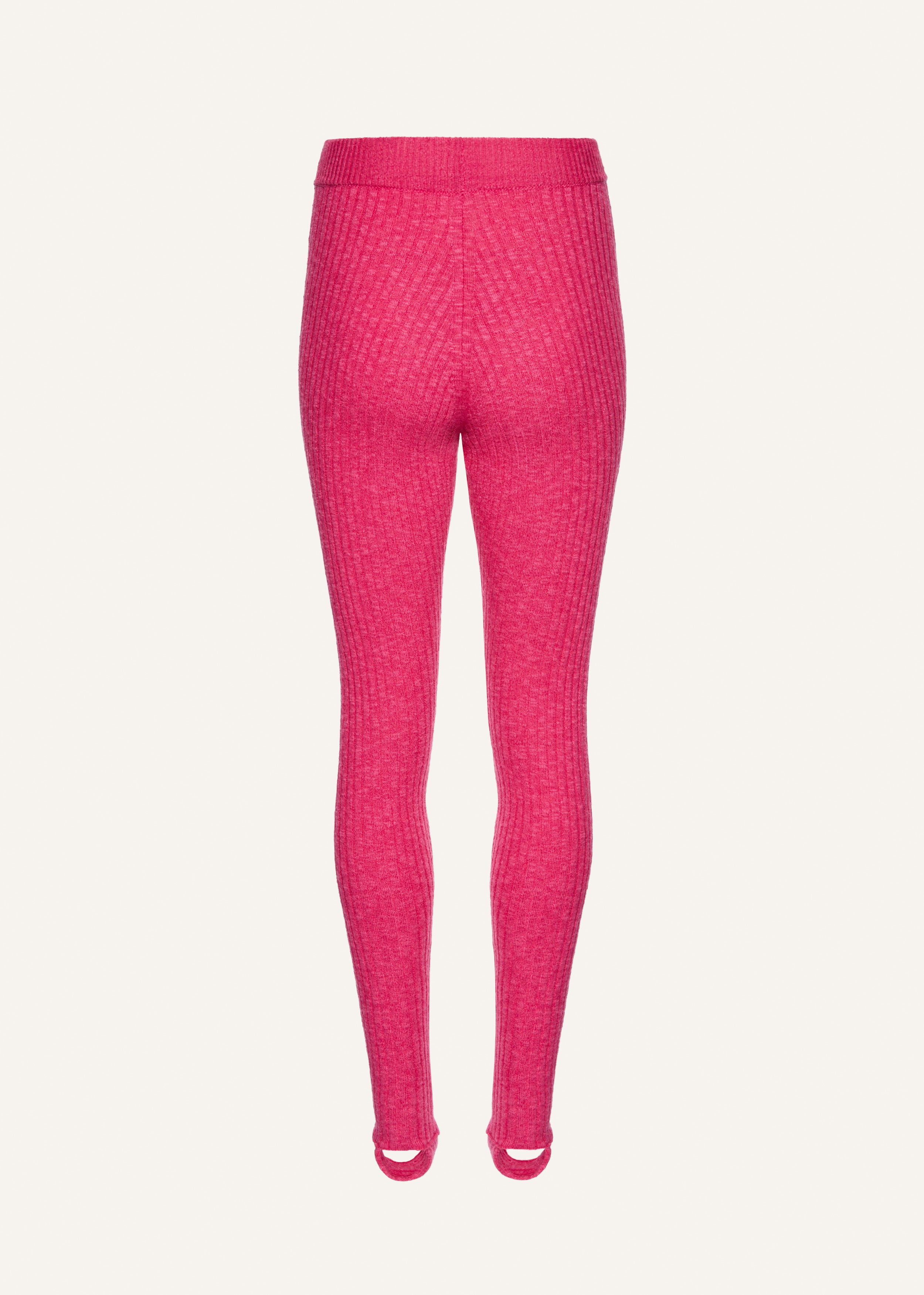 Knit stirrup leggings in pink - 2