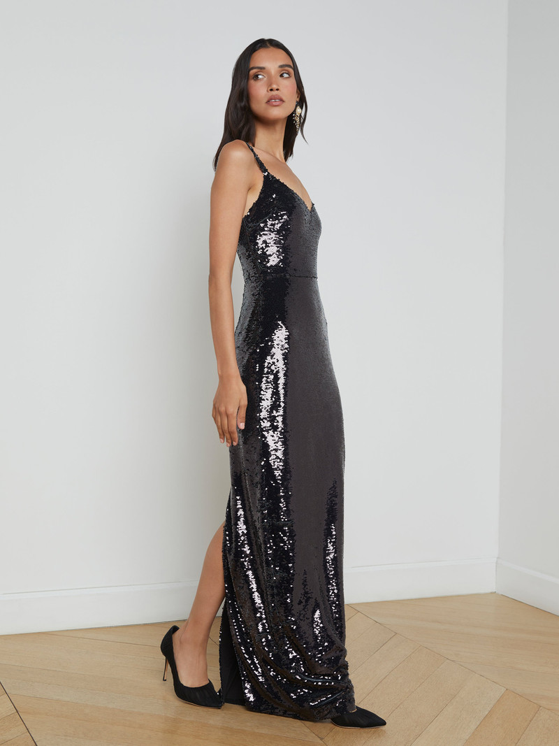 L'AGENCE Karma Sequin Maxi Dress outlook