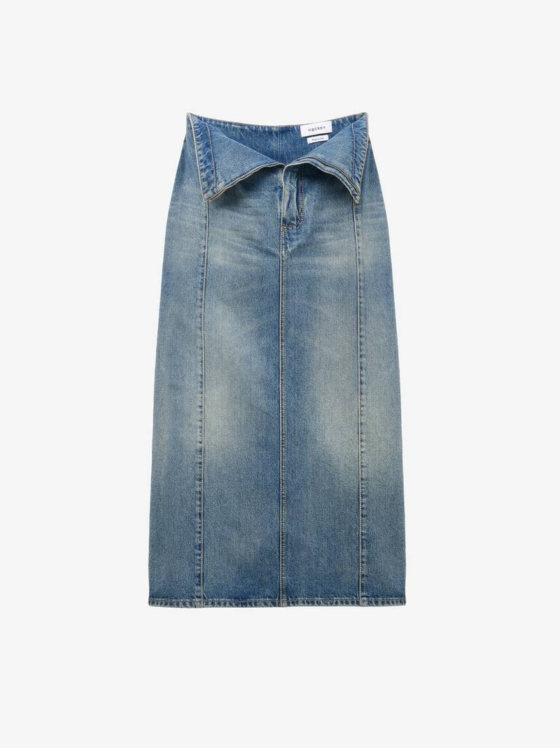 Fold Over Waist Denim Skirt 1