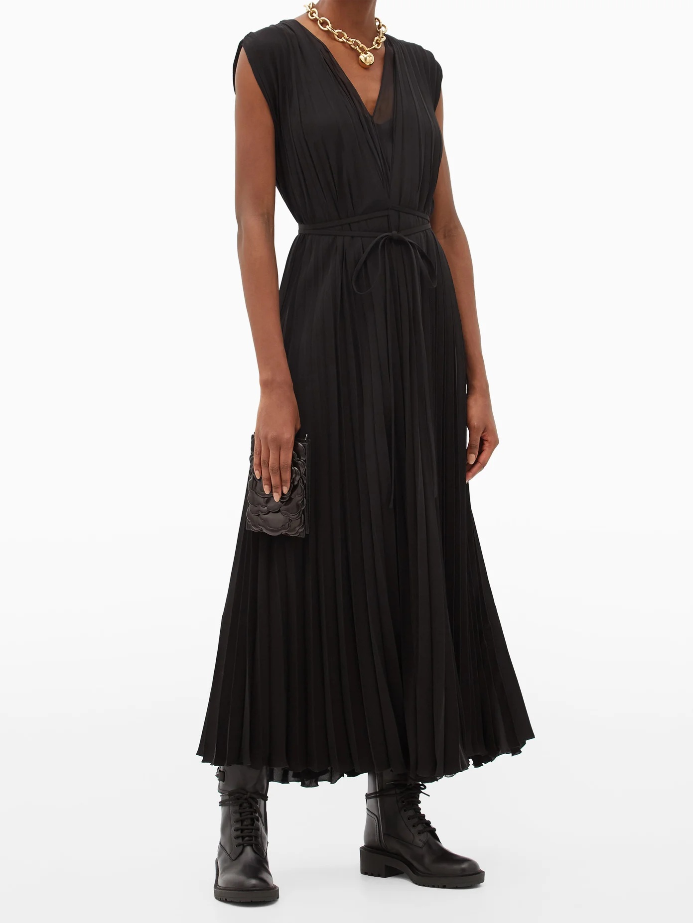 Pleated silk-georgette midi dress - 2