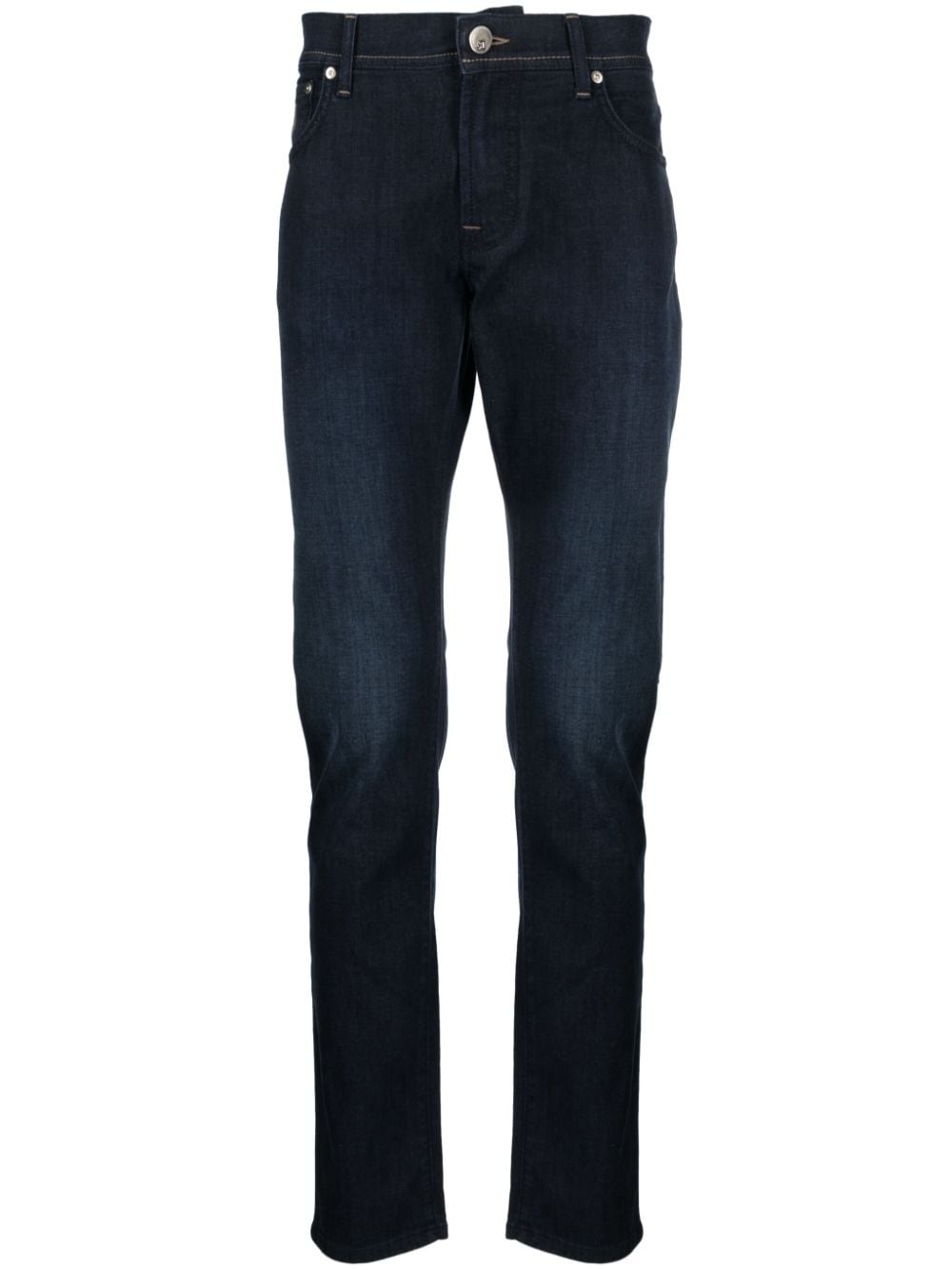 logo-embroidered straight jeans - 1