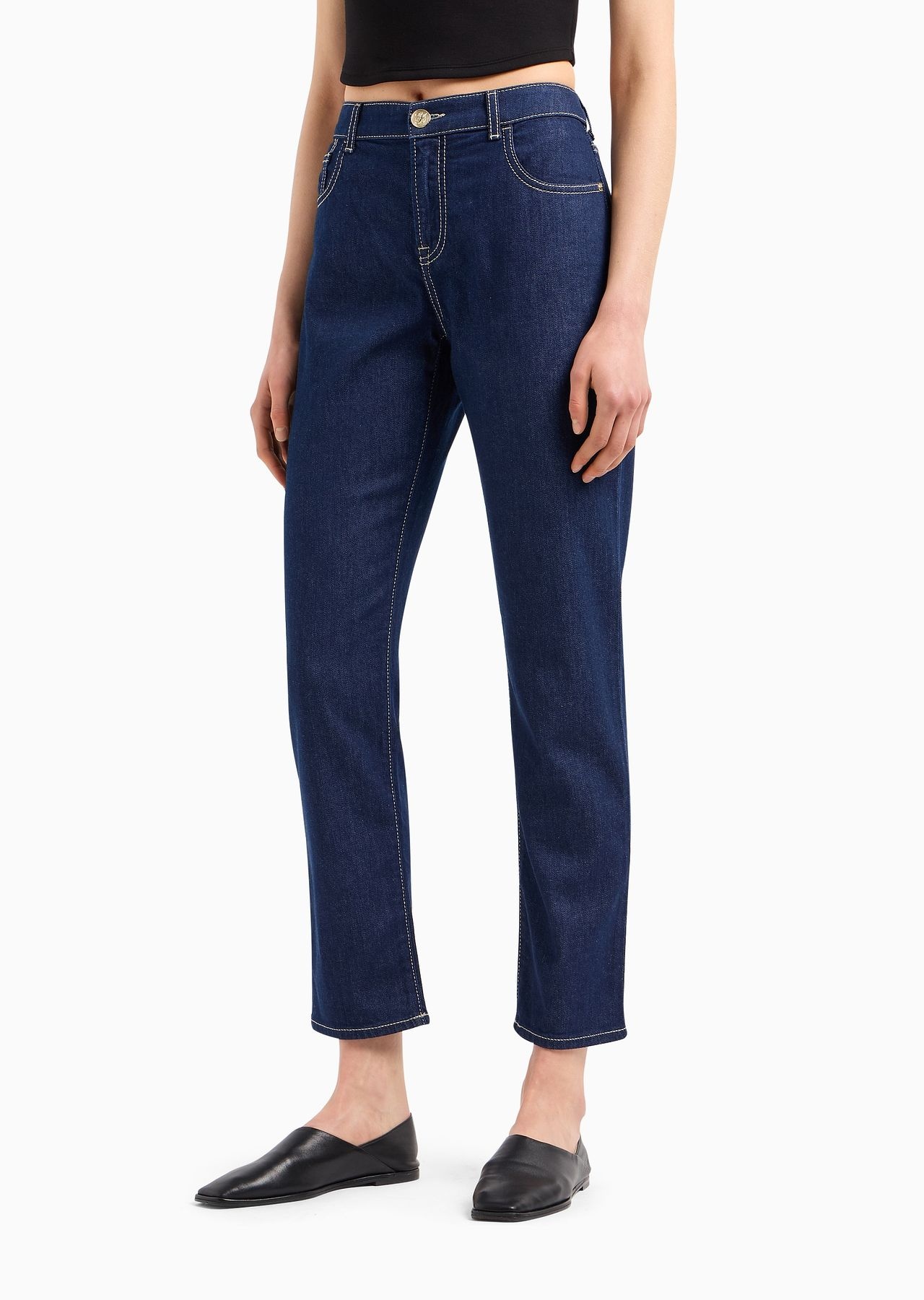 J36 Mid-rise, straight-leg, rinse-denim jeans - 2