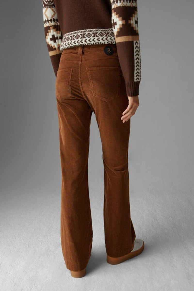 Devin Flared fit corduroy pants in Brown 3