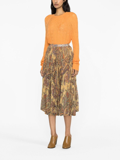 Etro logo-embroidered cable-knit jumper outlook