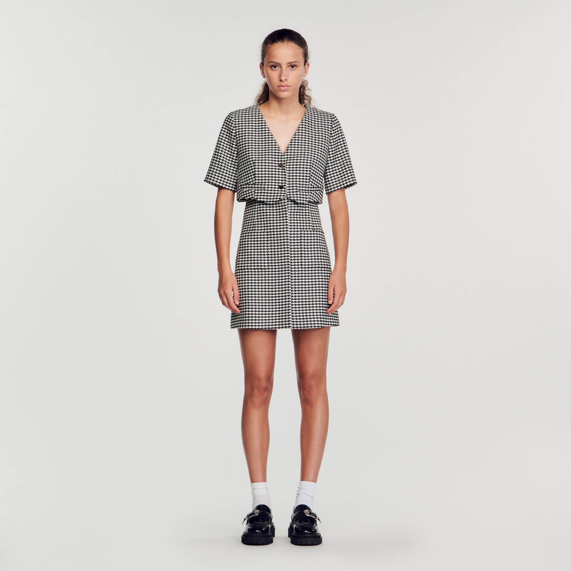 SHORT HOUNDSTOOTH TWEED DRESS - 3