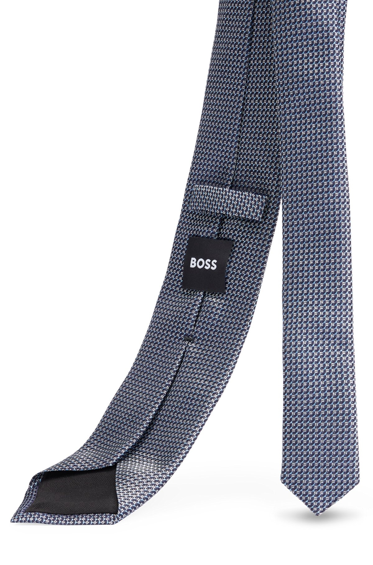 SILK TIE WITH JACQUARD-WOVEN MICRO PATTERN - 5
