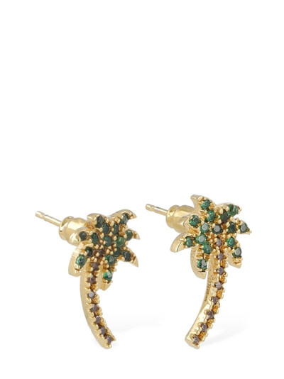 Palm Angels Palm crystal & brass clip-on earrings outlook