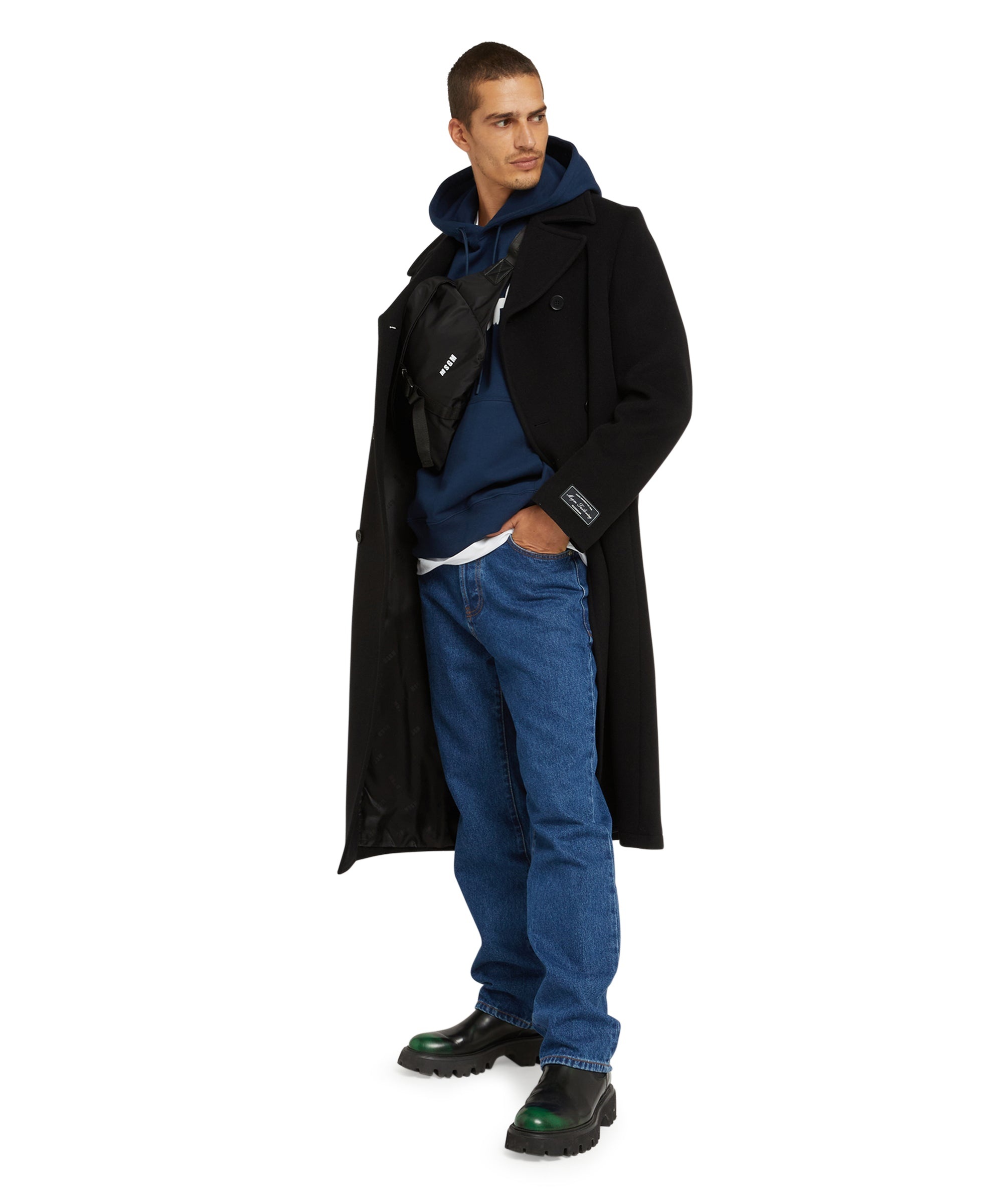Felpa con cappuccio in cotone con logo pennellato MSGM - 5