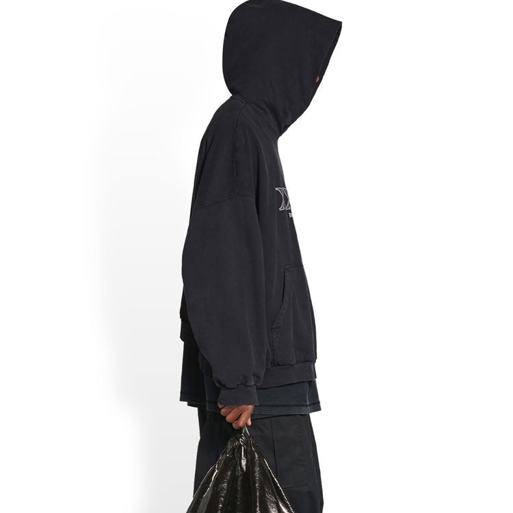 Balenciaga XXXL Oversized Popover Hoodie 'Black White' 713677TNVD91070 - 5