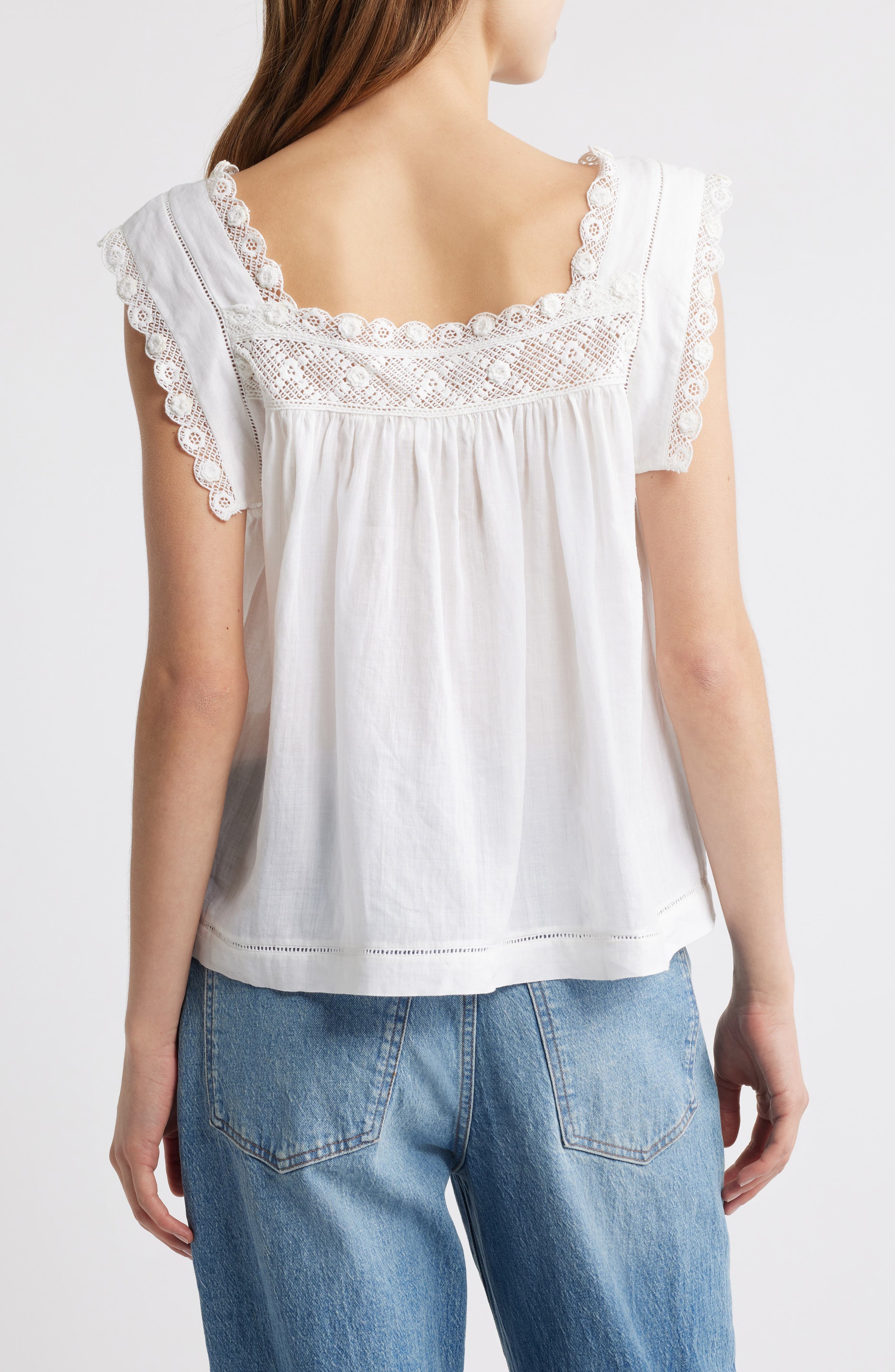 DÔEN Aphra Lace Trim Top in Salt at Nordstrom - 2