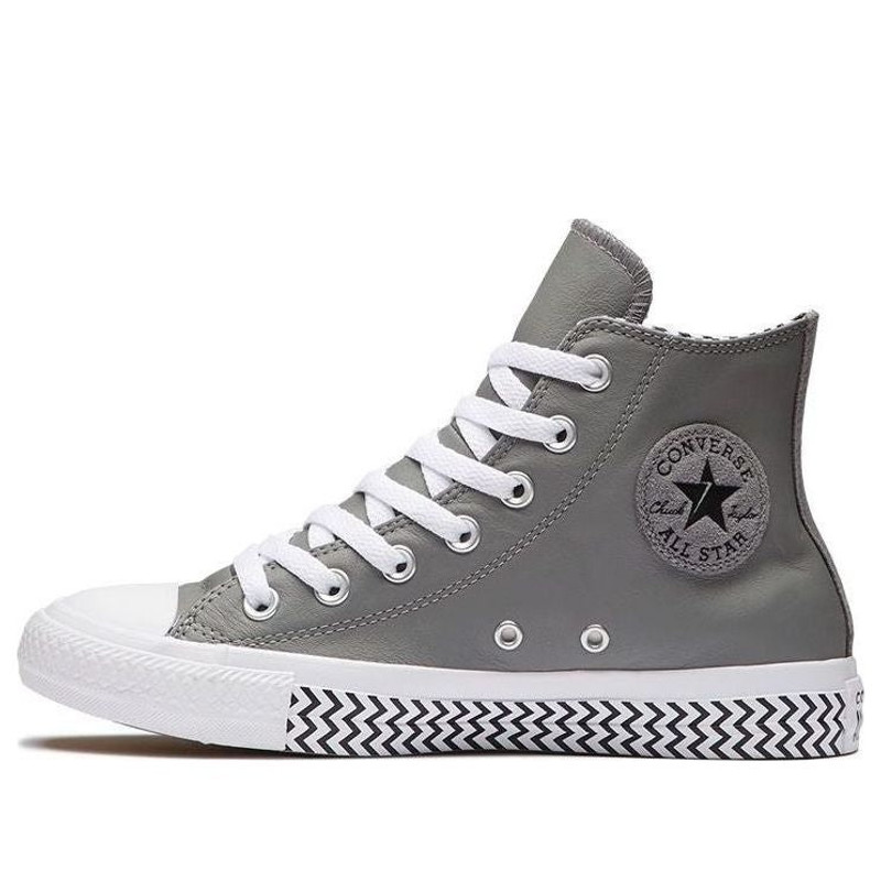 (WMNS) Converse Chuck Taylor All Star High Top Leather Grey White 566130C - 1