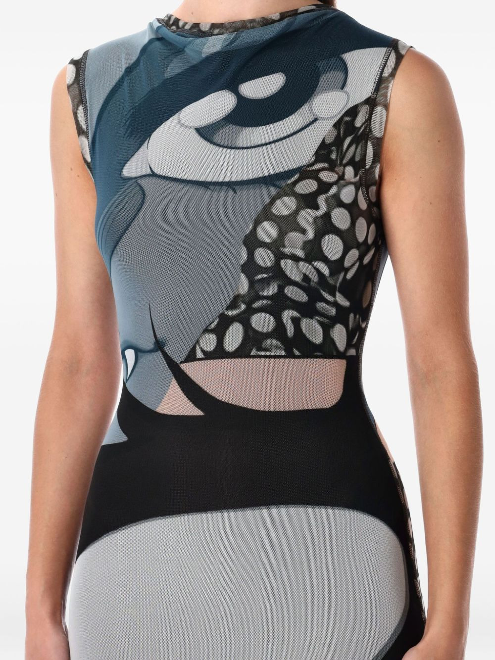 graphic-print mesh mini dress - 3