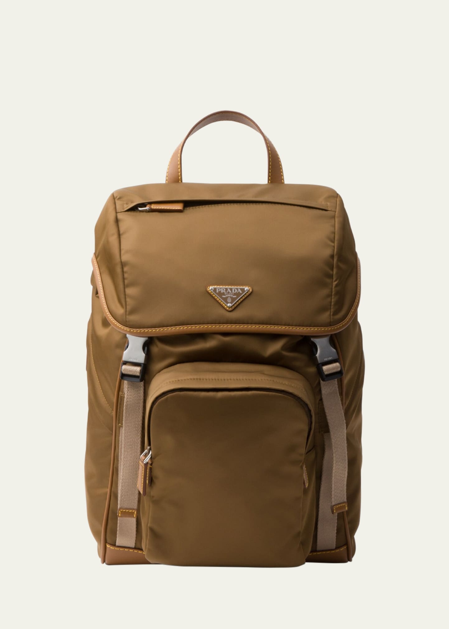 Men's Recycled Nylon and Leather Backpack - 1