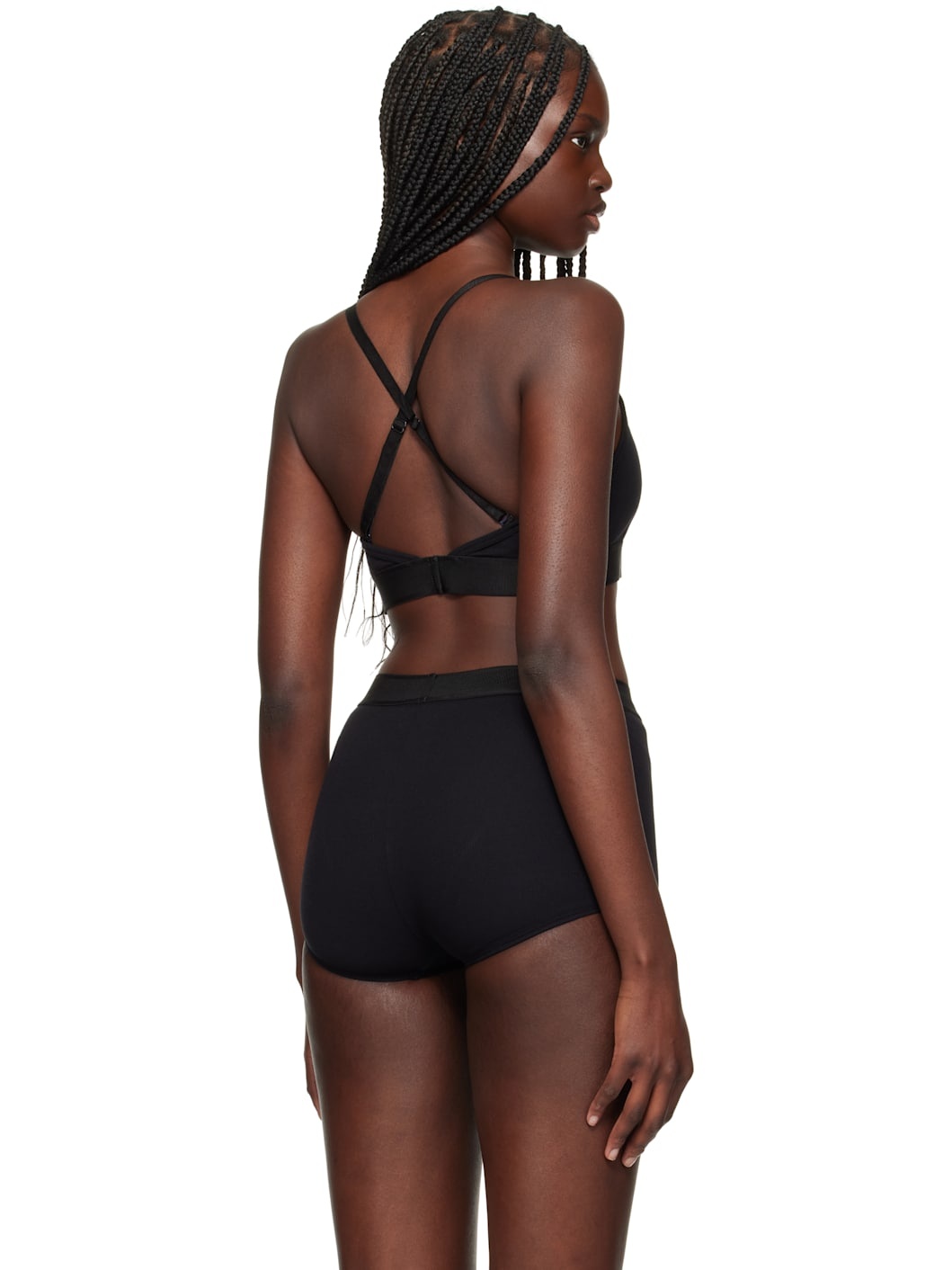 Black Bio Cotton Rib Bra - 3