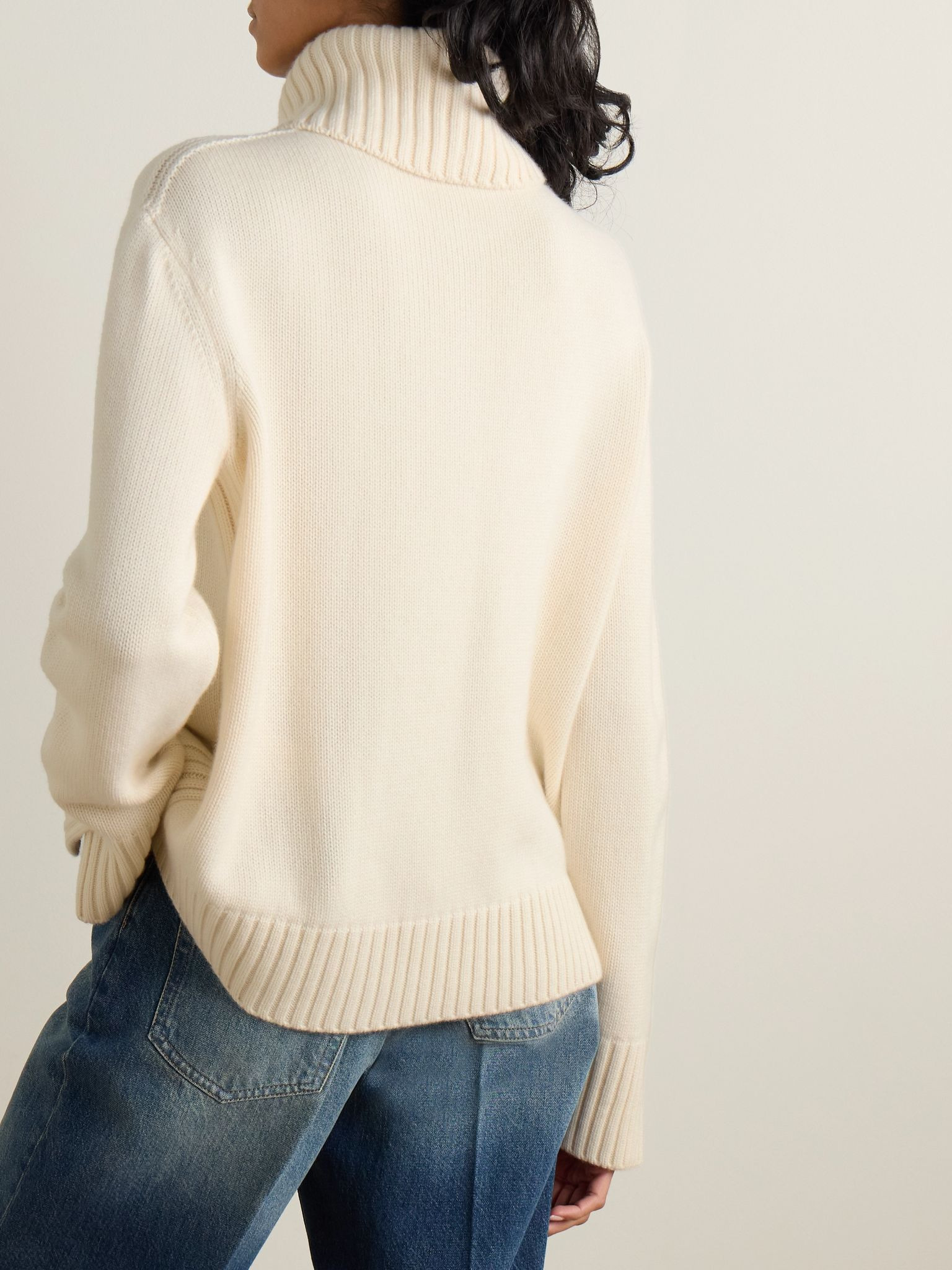 Cashmere half-zip sweater Cream - 4