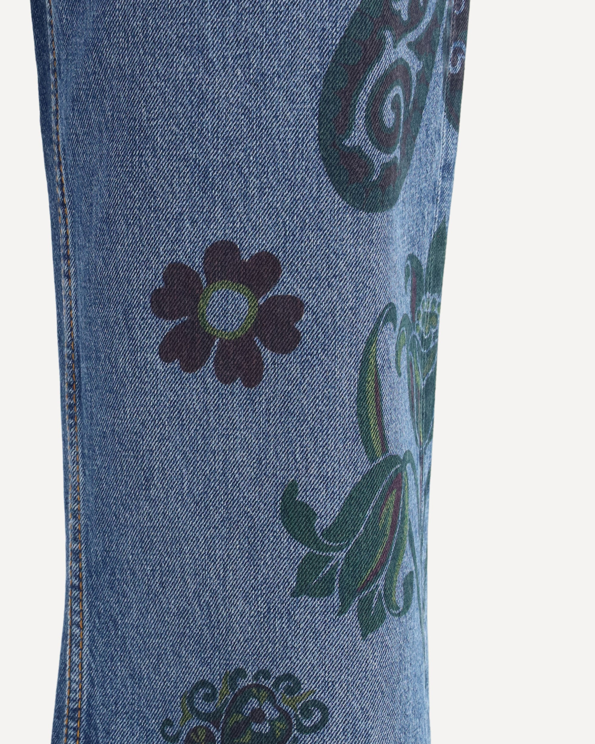 Flower and bee print flare Jeans - 3