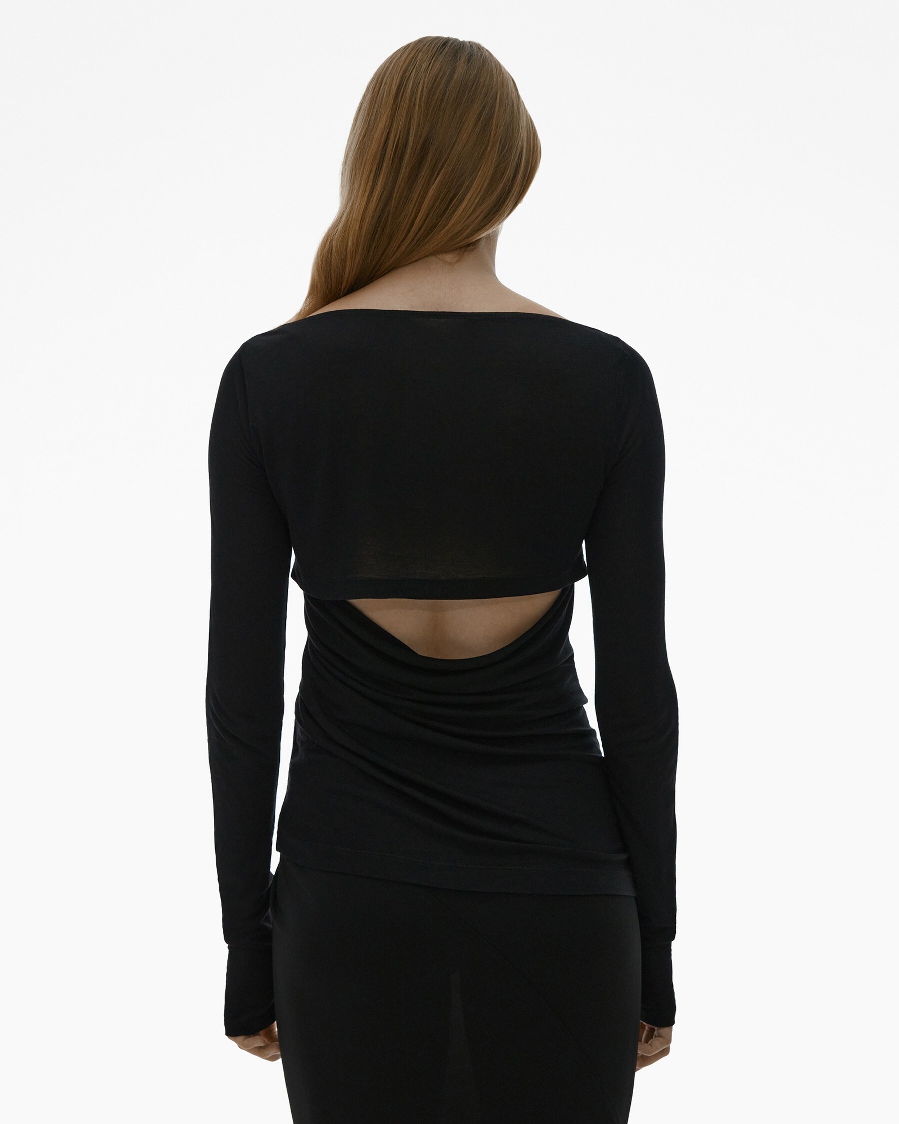 RIBBED DRAPED LONG-SLEEVE TOP - 4
