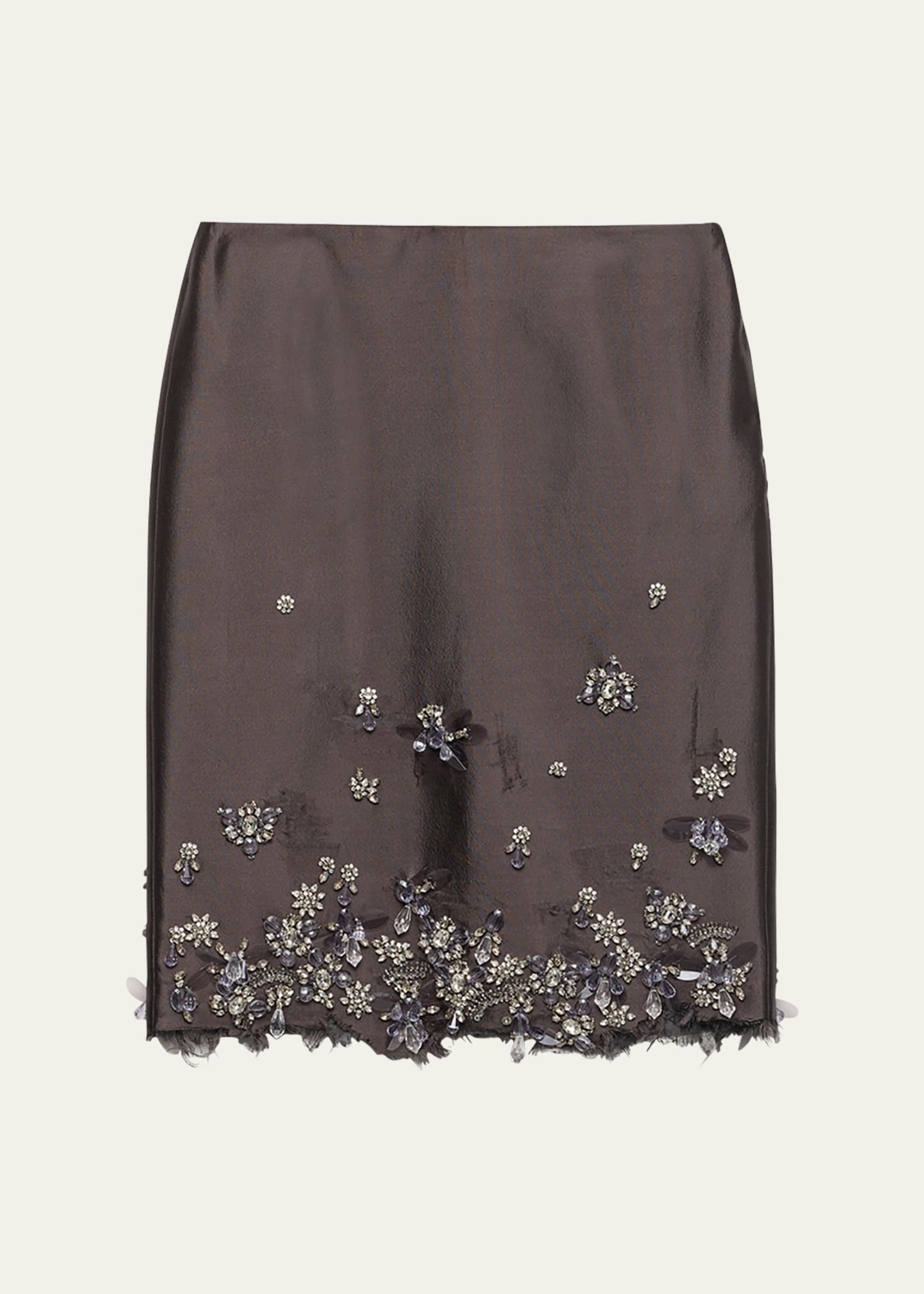 Crystal Distressed Wool Midi Skirt - 1