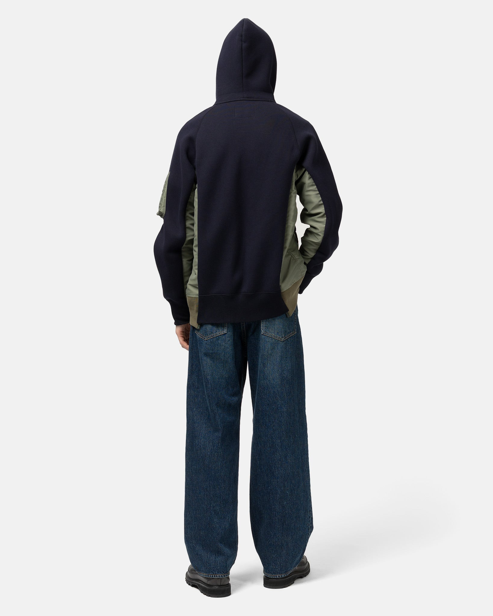 Sponge Sweat x Nylon Twill Hoodie Navy x Khaki - 3