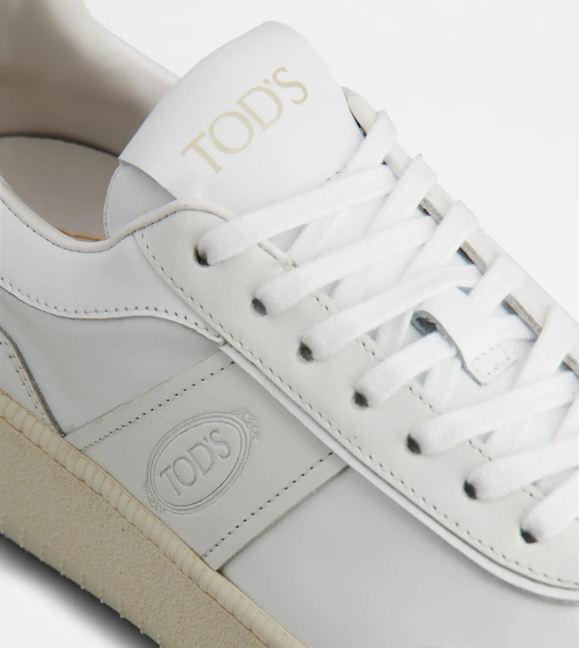 PLATFORM SNEAKERS IN LEATHER - WHITE - 5