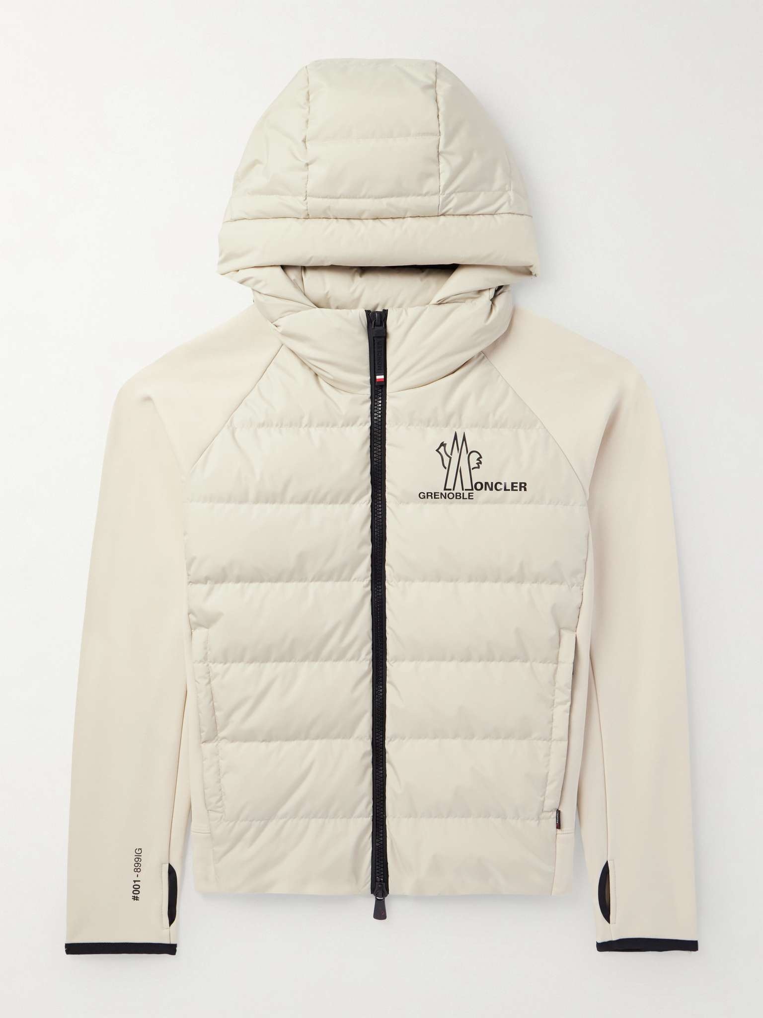 Logo-Print Quilted Shell and Stretch-Jersey Hooded Down Jacket - 1