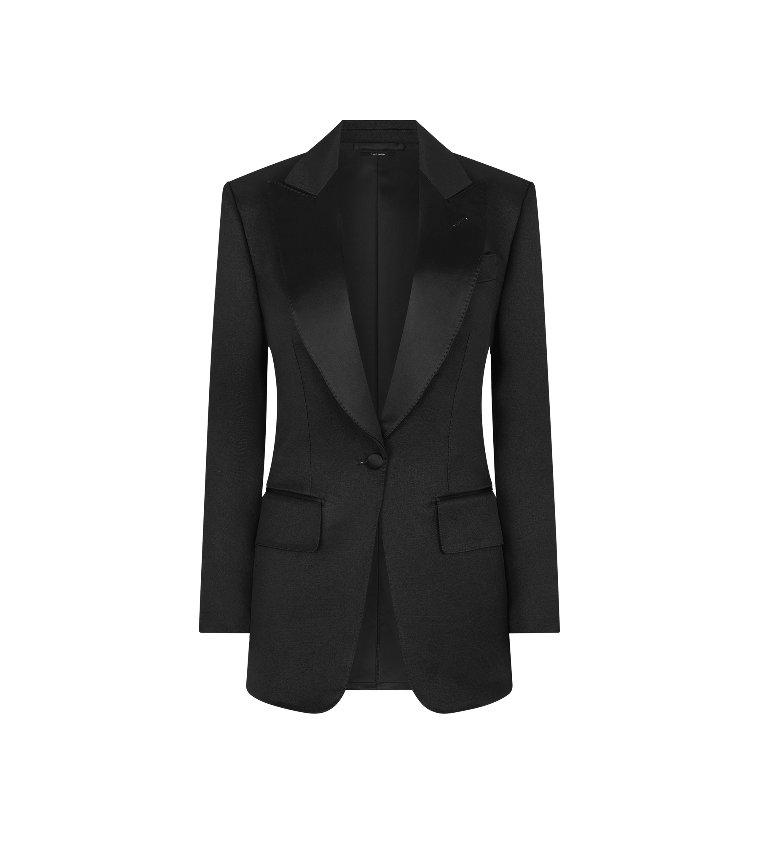 LUSTROUS BARATHEA SILK BLEND "BIANCA" SINGLE BREASTED TUXEDO JACKET - 1
