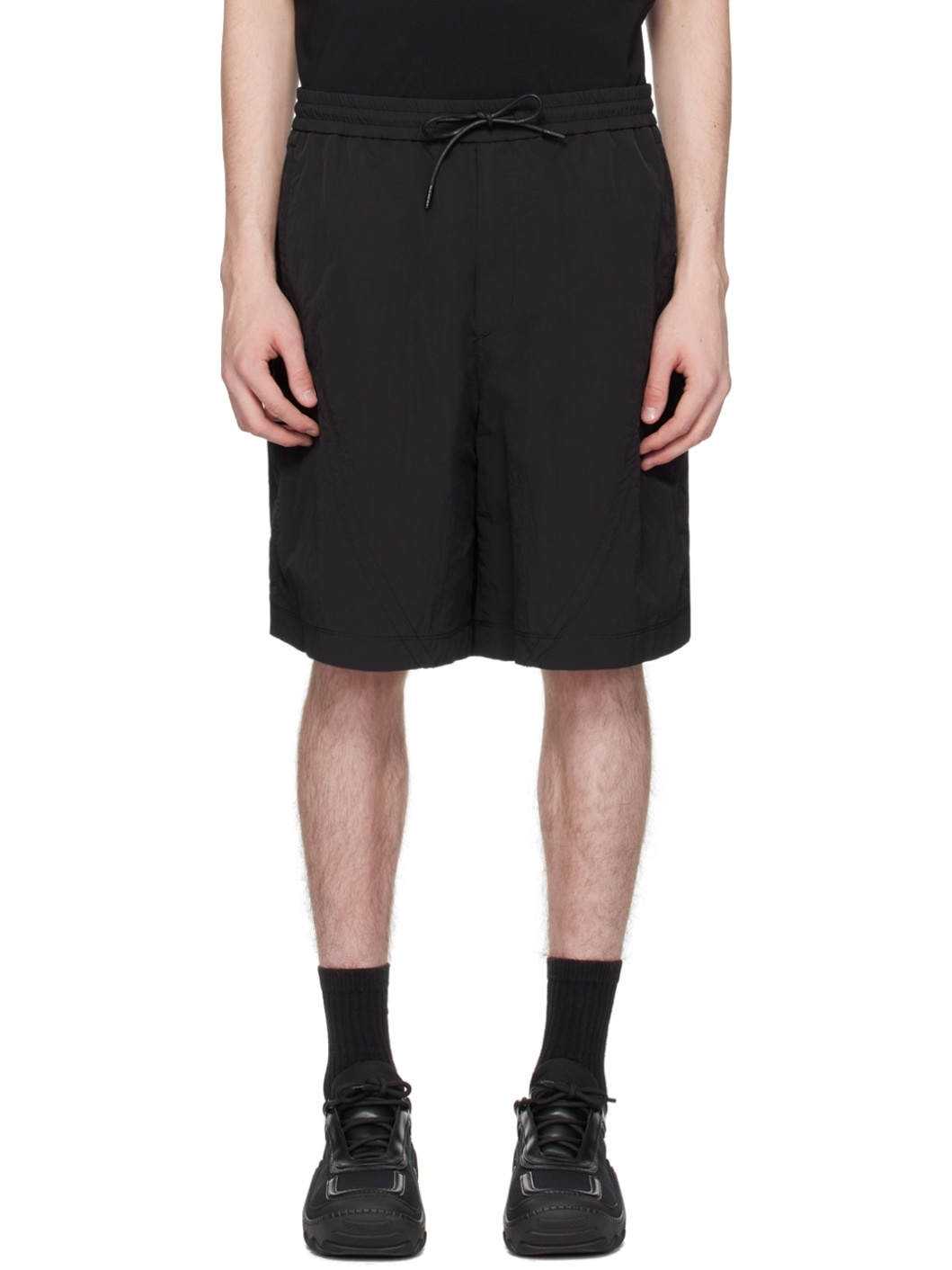 Black Drawstring Shorts - 1