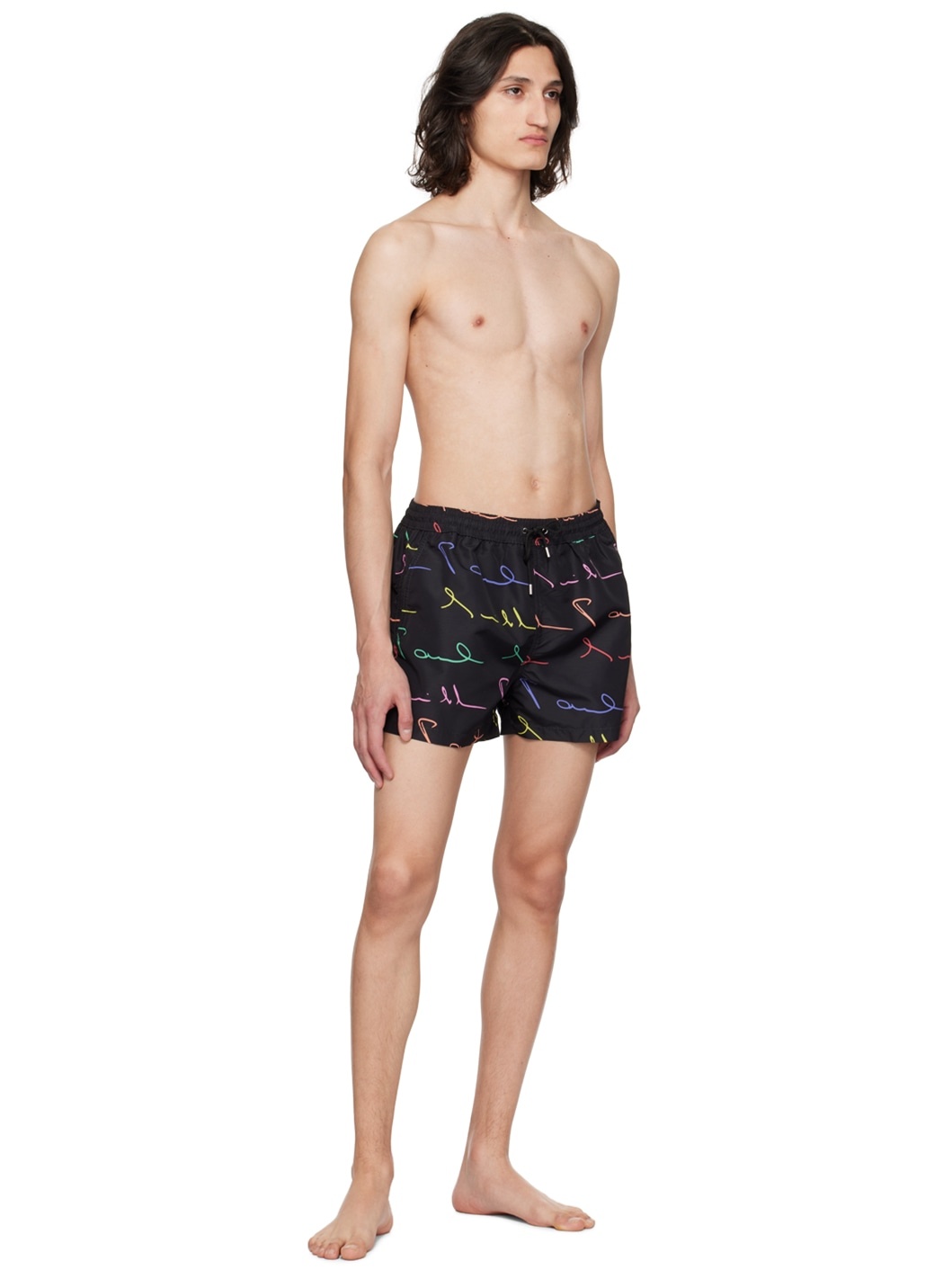 Black Handwritten Swim Shorts - 4