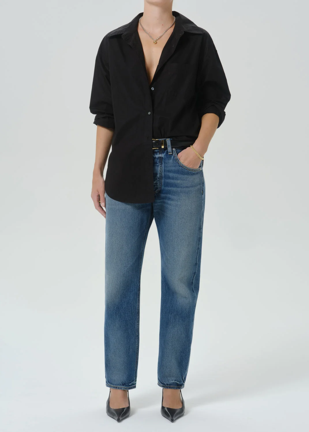 Thea Boyfriend Shirt In Black - 1