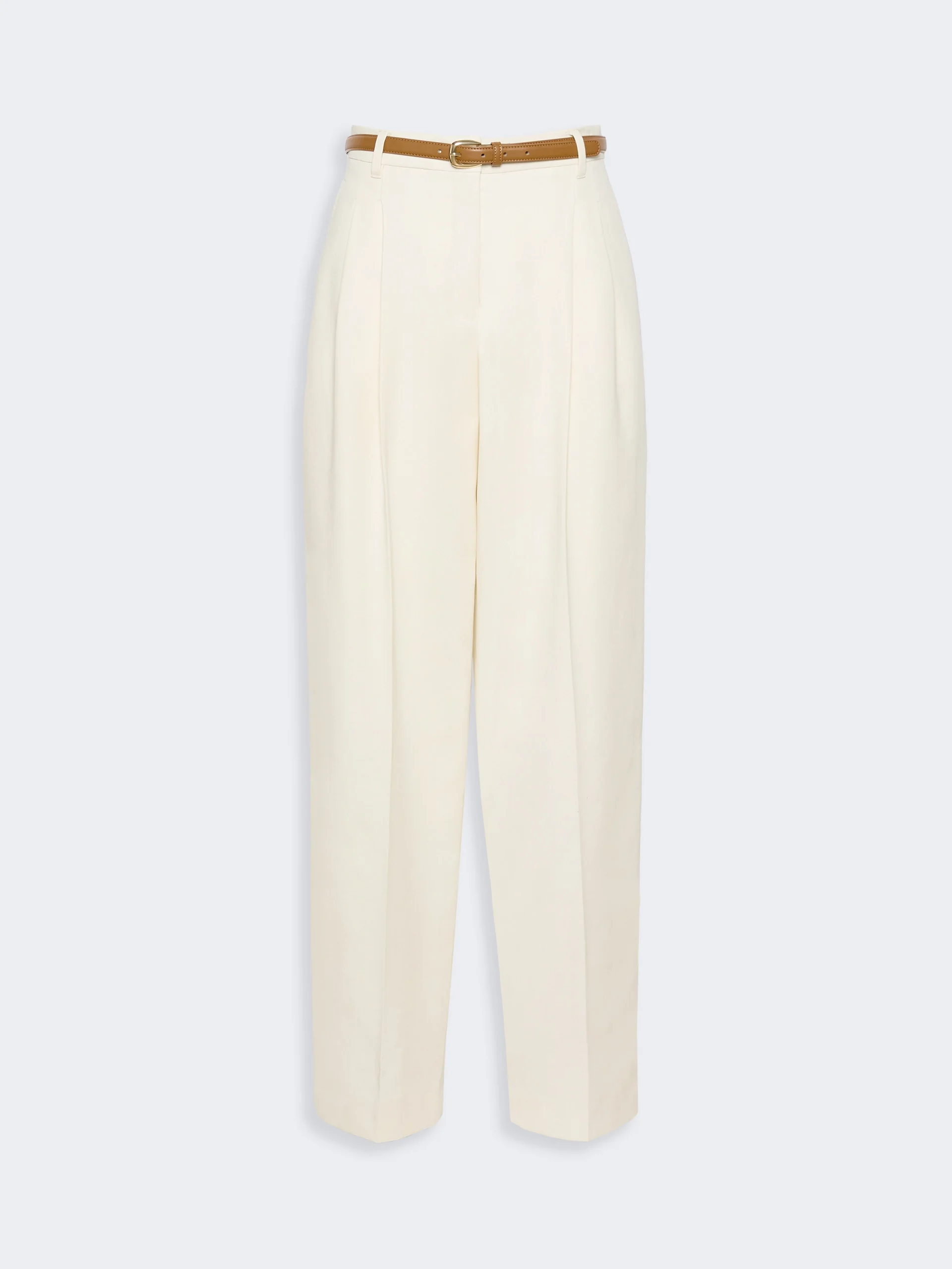 ADUNCO Flowing cotton crepe trousers - IVORY - 1