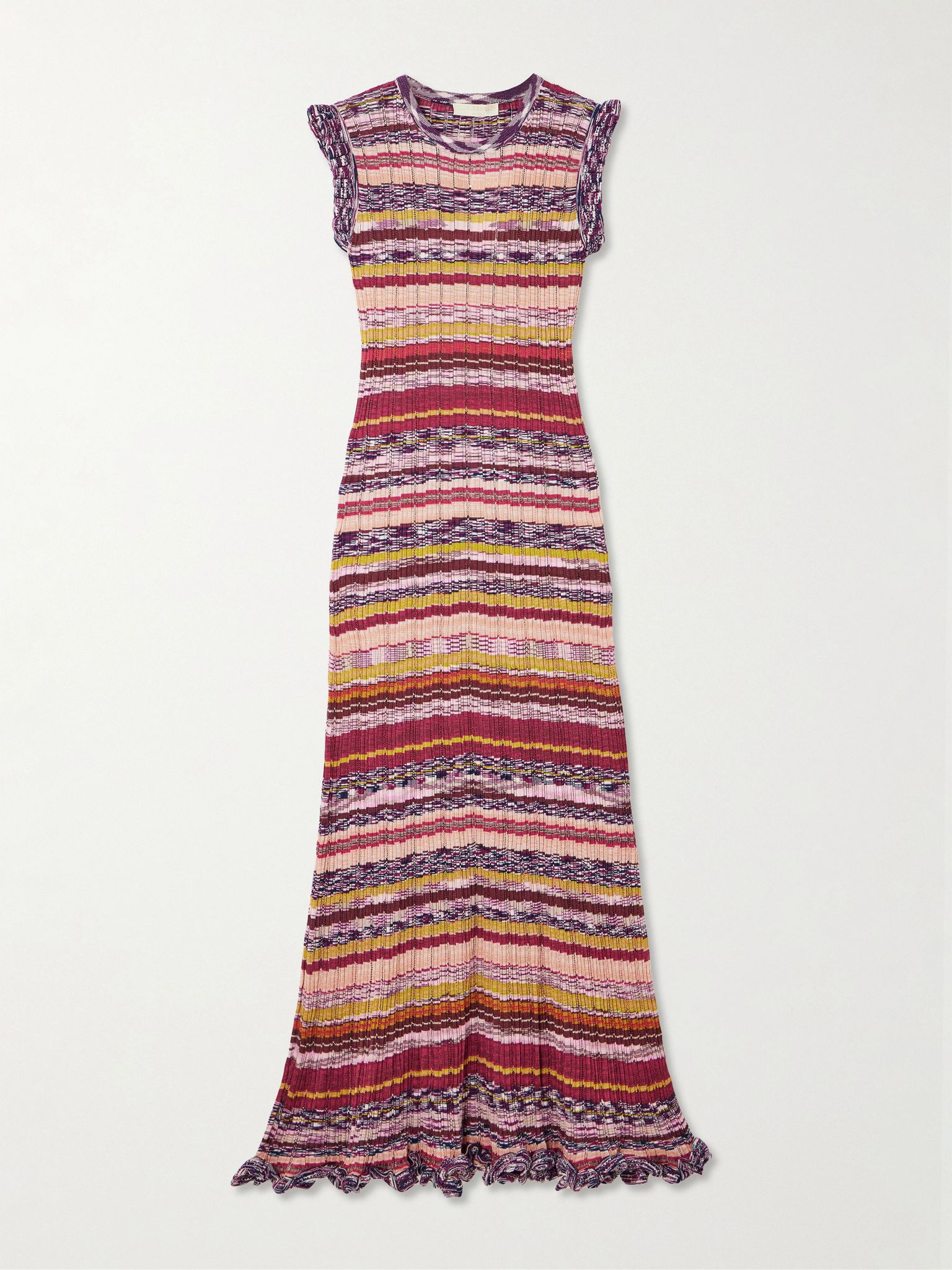 Ajak ruffled striped ribbed-knit midi dress Multi - 1