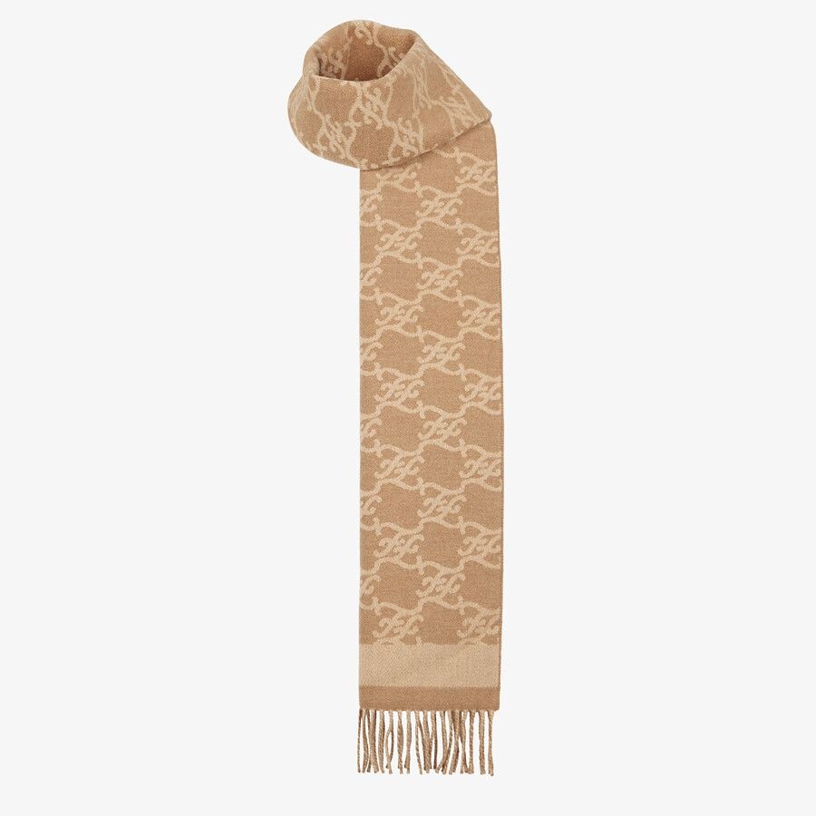 Beige wool and cashmere scarf - 2