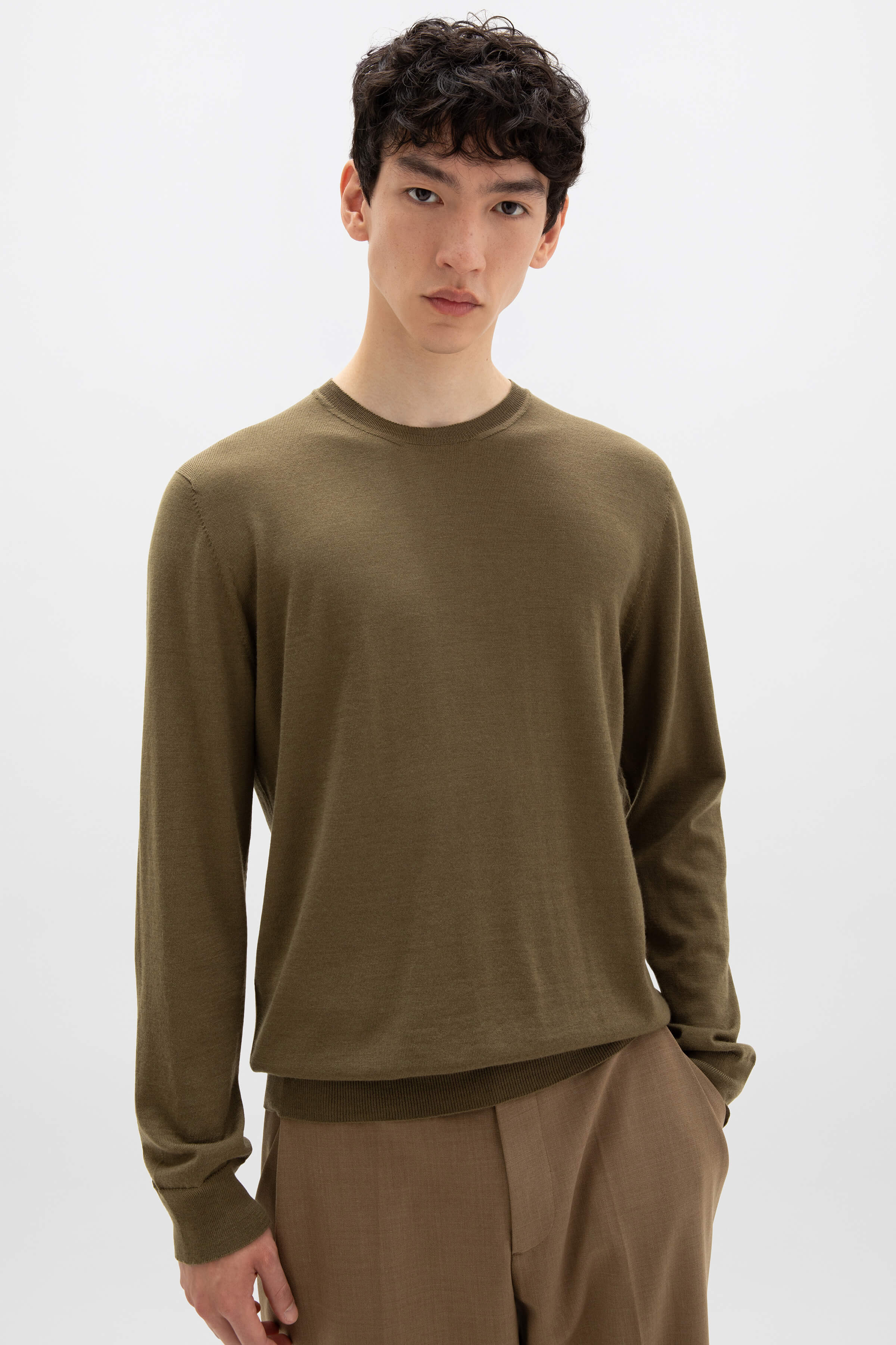 Merino Round Neck Green Jumper - 2