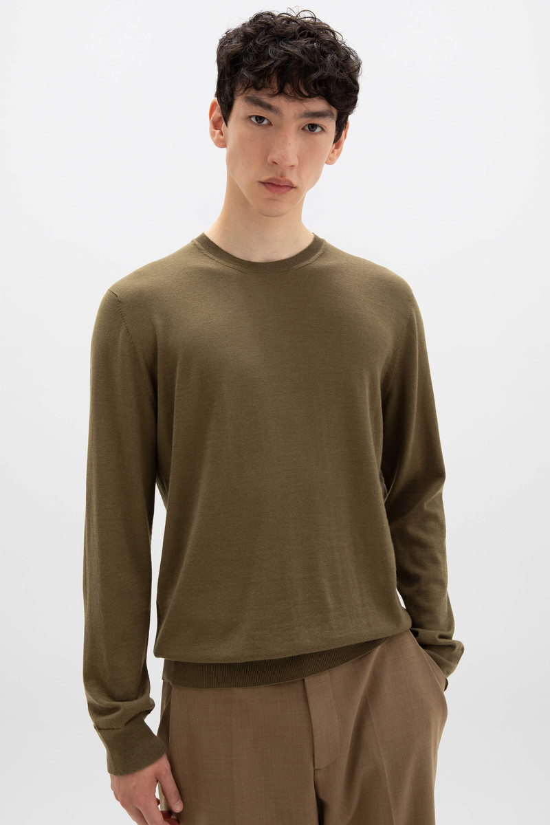 Johnstons of Elgin Merino Round Neck Green Jumper outlook