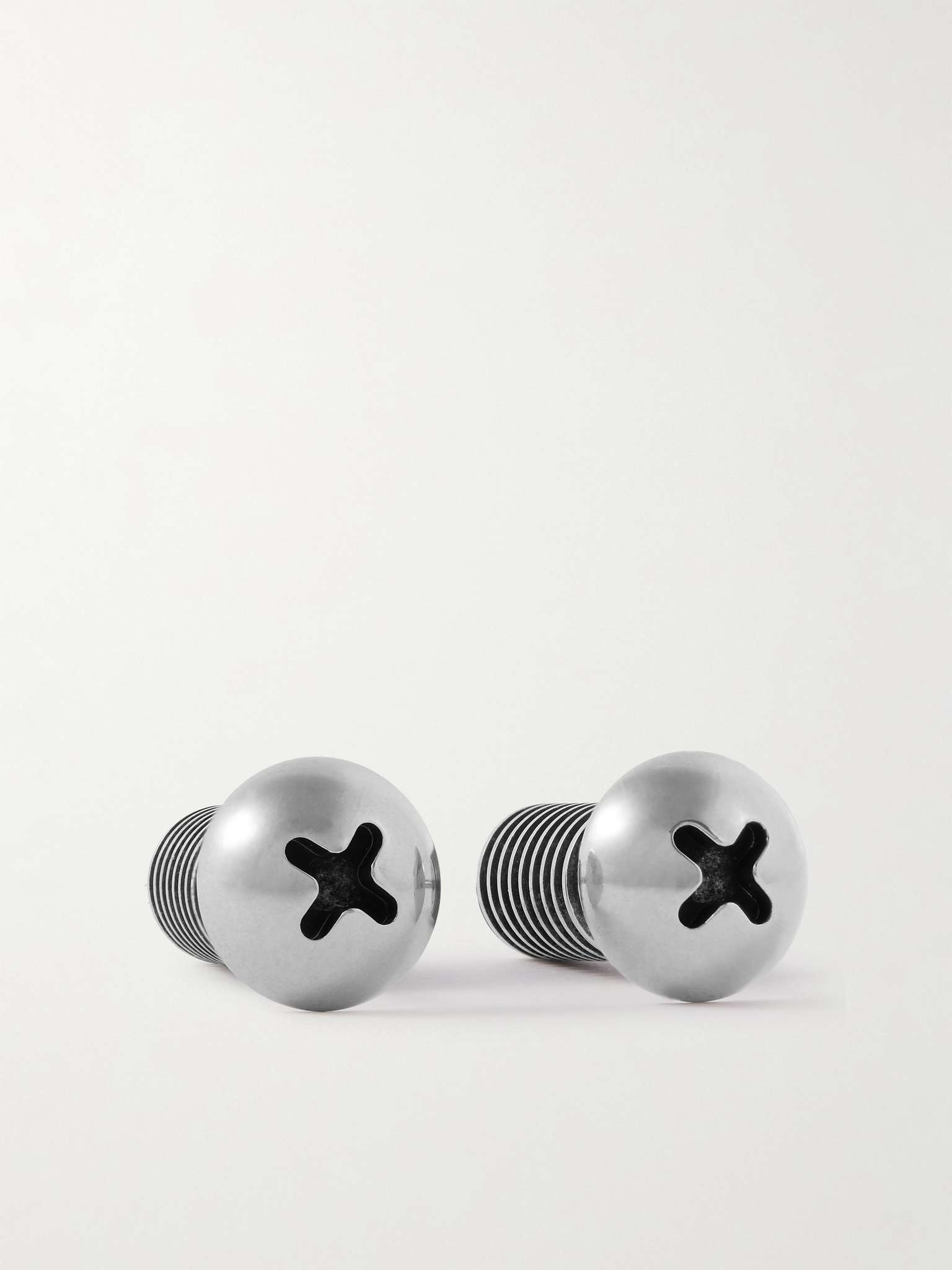 Screw Antiqued Silver-Tone Earrings - 1