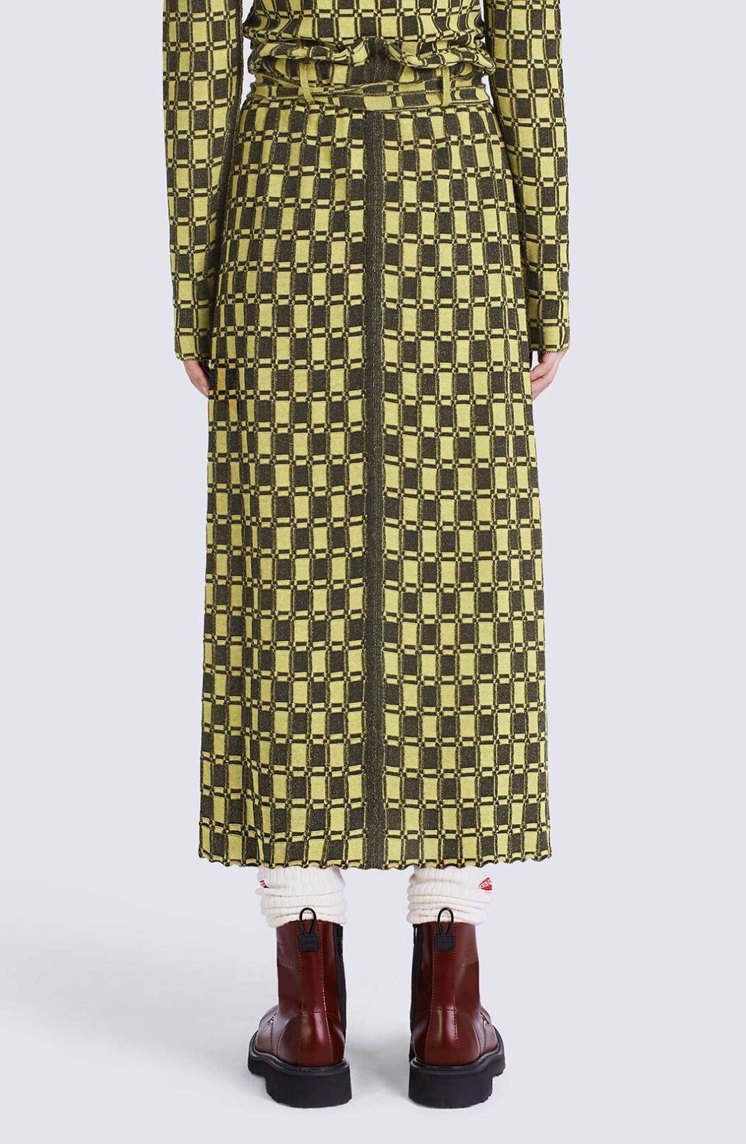 Jacquard gingham midi skirt - 5