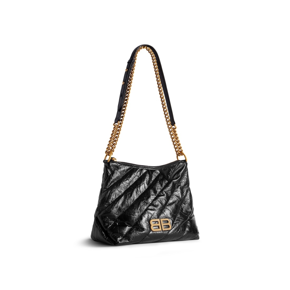 ショルダーバッグ・ポシェット BALENCIAGA CRUSH ZIPPED HOBO BAG BALENCIAGA Women's Crush Small Hobo Bag Quilted in Black