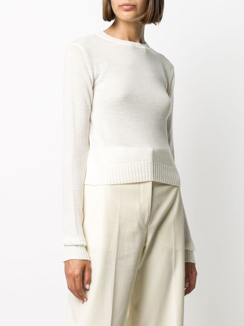 cropped wool knit jumper - 3