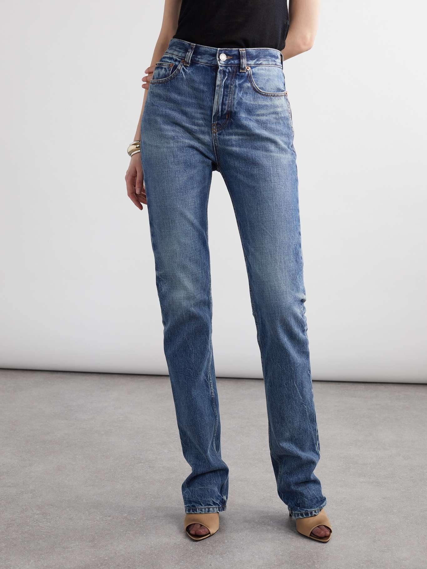 【Saint Laurent】 High-riseストレートジーンズ Nico high-rise straight jeans in blue - Saint Laurent