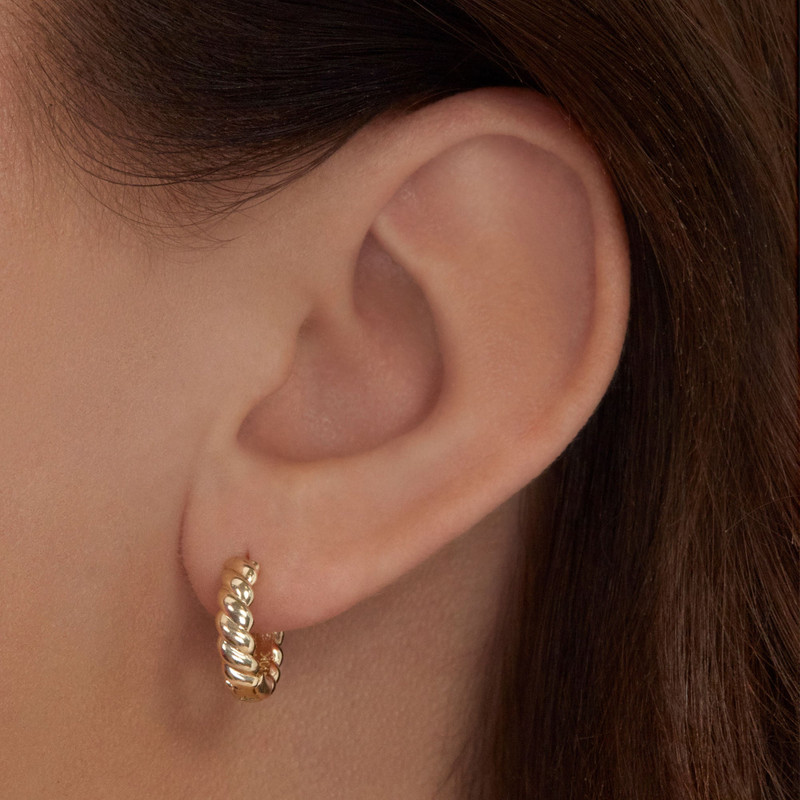 STONE AND STRAND Dainty Gold Brioche Huggies outlook