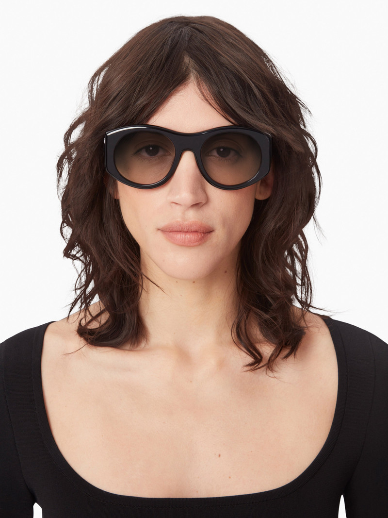 NINA RICCI Full Moon round shiny black Sunglasses outlook