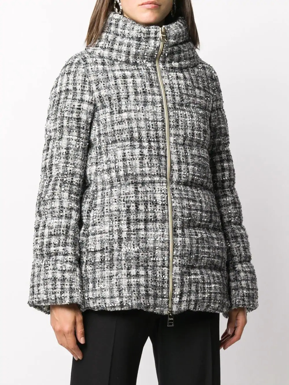 metallic bouclé knit padded jacket - 3