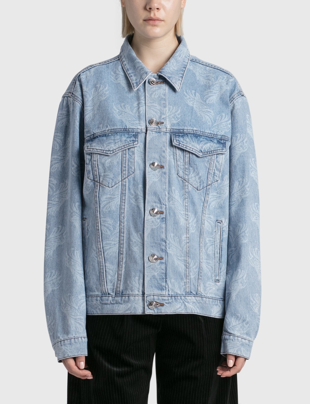 BLUE ALLOVER ARTWORK DENIM JACKET - 1