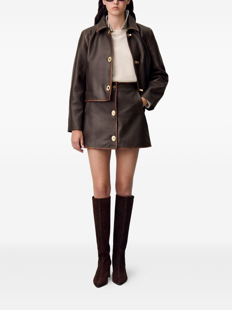 Claudie Pierlot A-line leather mini skirt outlook