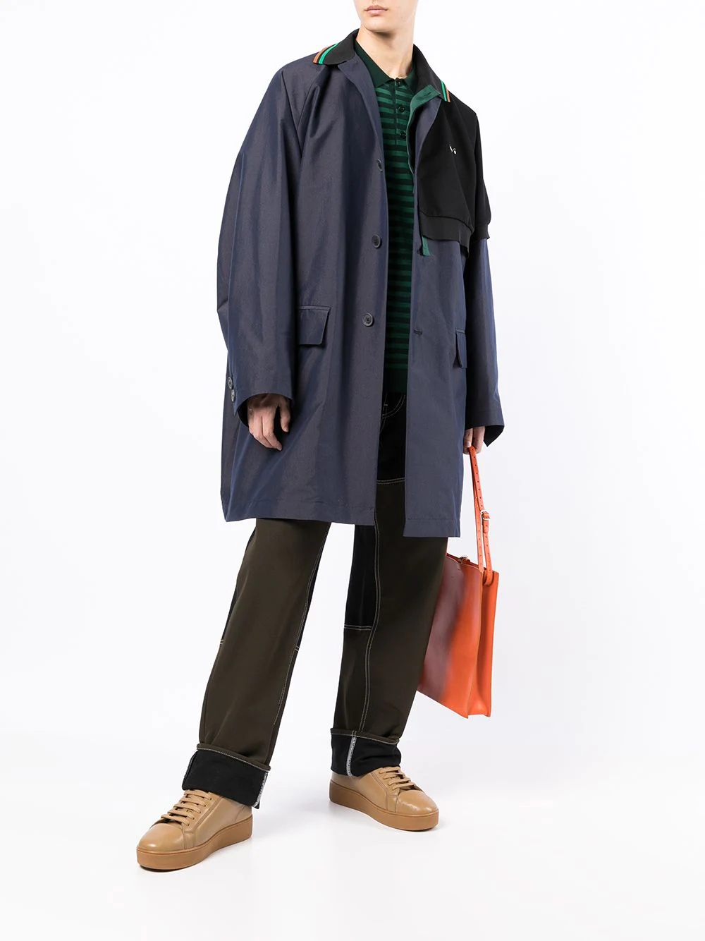 colour-block panelled oversized coat - 2