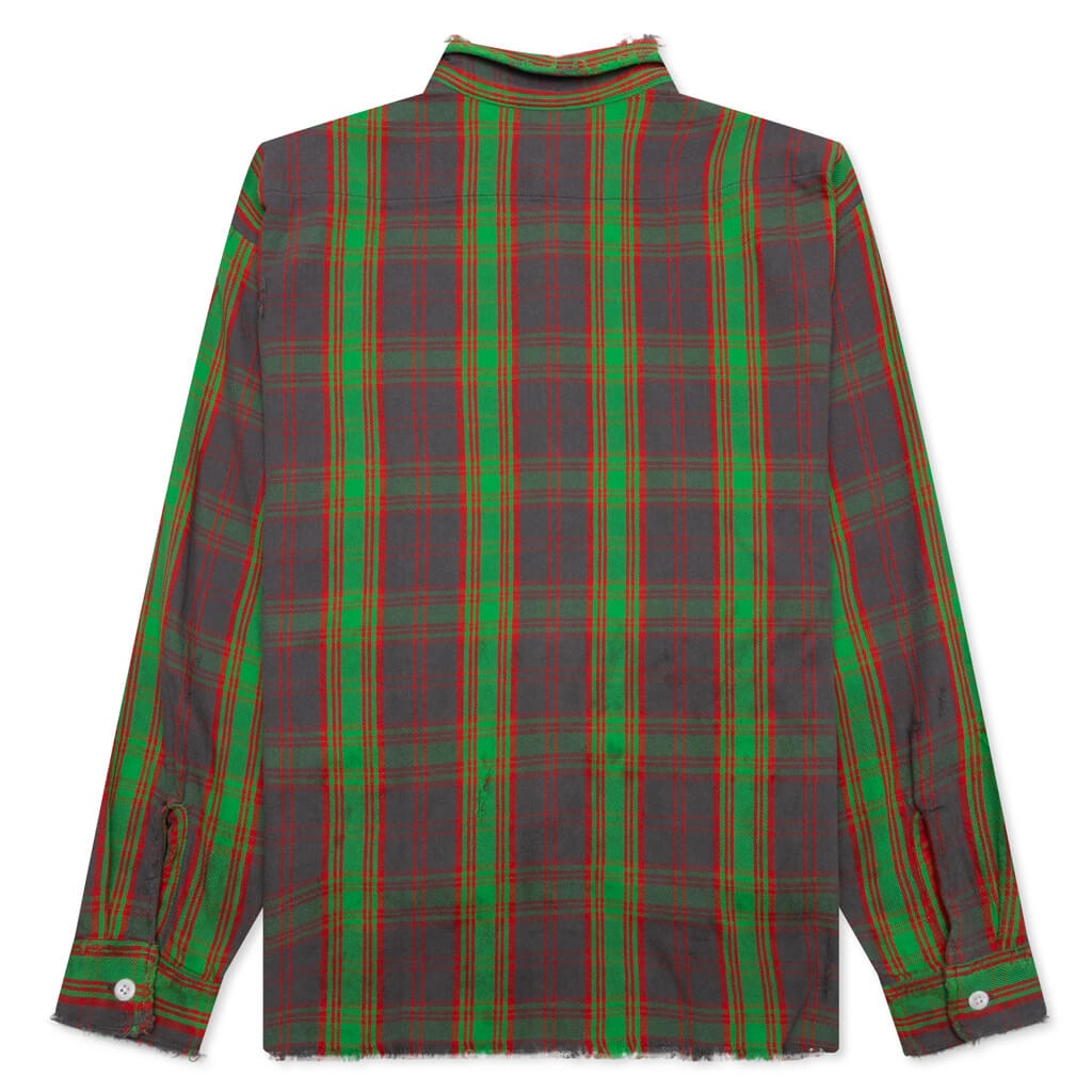 SAINT M×××××× SAINT MICHAEL X DENIM TEARS FLANNEL SHIRT - GREEN 