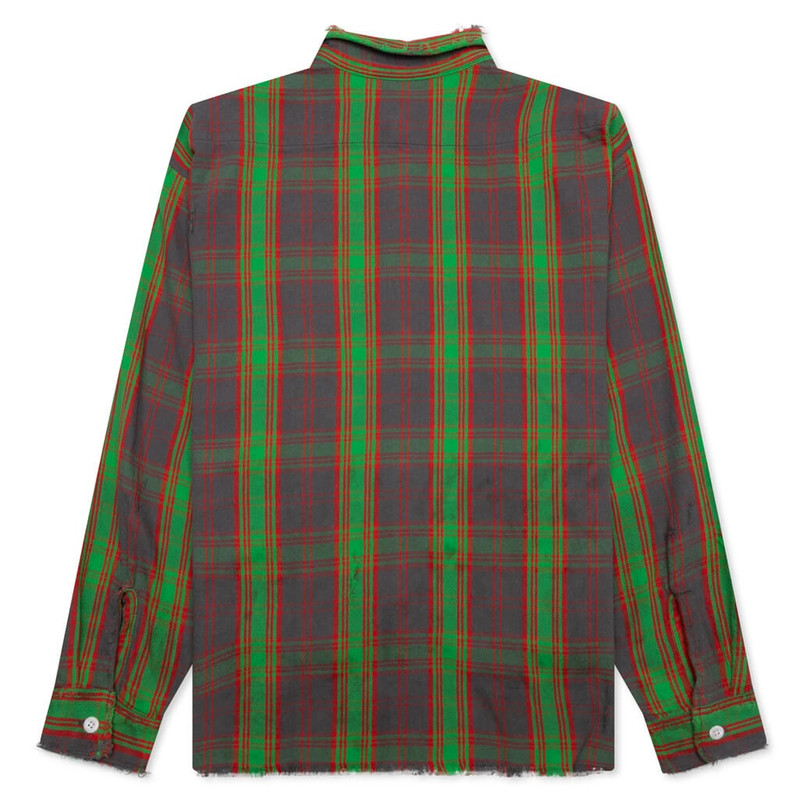 SAINT M×××××× SAINT MICHAEL X DENIM TEARS FLANNEL SHIRT - GREEN outlook
