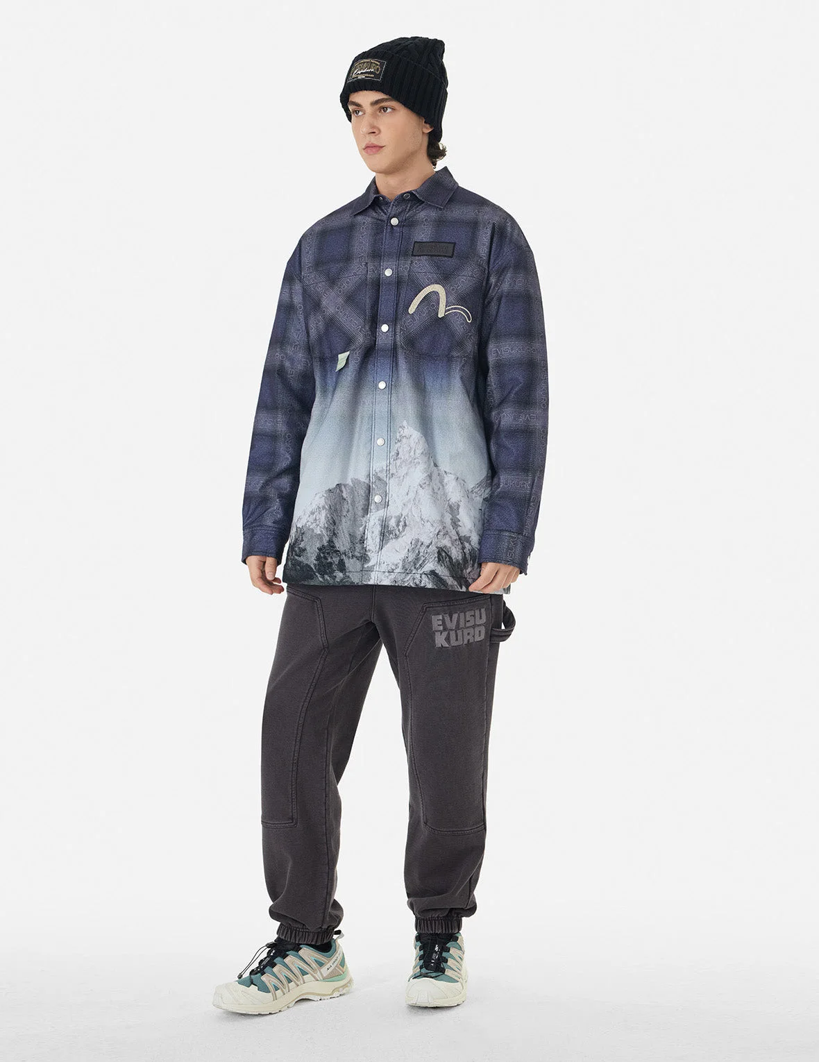 Pigment Dyed Logo and Kamon Embroidery Relax Fit Sweatpants - 1